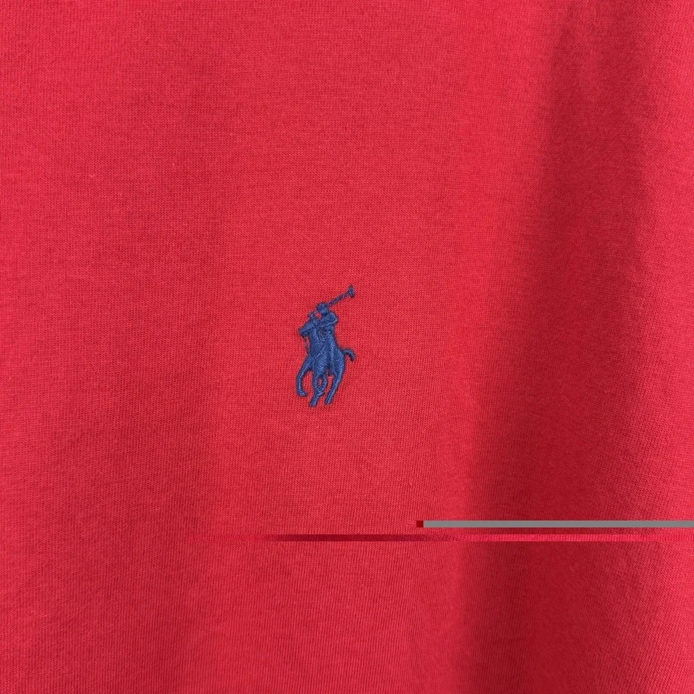 Polo‎ Ralph Lauren Mens Classic Fit Pocket T-Shirt Red Navy Pony Logo XL EUC
